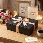 Vixara Large Black Gift Box with Lid, 1 Pack Rigid Cardboard Paper Box for Gift Wrapping, Present Packaging, Storage Organization, Keepsake Box for Weddings, Holidays and Special Occasions Vixara Large Black Gift Box with Lid, 1 Pack Rigid Cardboard Paper Box for Gift Wrapping, Present Packaging, Storage Organization, Keepsake Box for Weddings, Holidays and Special Occasions