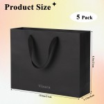 Vixara Black Gift Bags with Handles, 5 Pack Paper Gift Bags for Presents, Party, Wedding and Holiday Packaging, Small Reusable Gift Bags for Birthday and Special Occasions Vixara Black Gift Bags with Handles, 5 Pack Paper Gift Bags for Presents, Party, Wedding and Holiday Packaging, Small Reusable Gift Bags for Birthday and Special Occasions